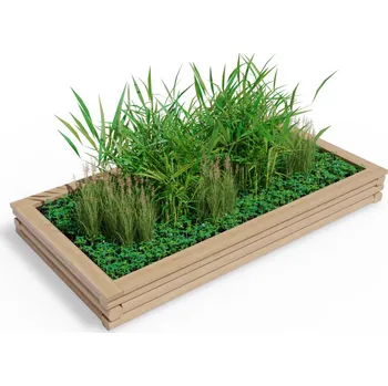 Vyvýšený dřevěný záhon 130 x 250 cm, výška 27,5 cm, obdélníkový