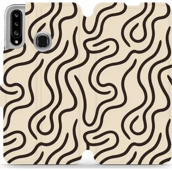 Pouzdro na mobilní telefon Flipové pouzdro Mobiwear - Samsung Galaxy A20S - VA60S Linky (Knížkové flip pouzdro, obal, kryt na mobil Samsung Galaxy A20S - VA60S Linky, materiál Umělá kůže + TPU - ochrana 360°, stojánek, silikonová vanička, magnetické zavírání)