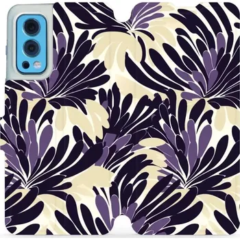 Pouzdro na mobilní telefon Flipové pouzdro Mobiwear - OnePlus Nord 2 5G - VA47S Fialová flóra (Knížkové flip pouzdro, obal, kryt na mobil OnePlus Nord 2 5G - VA47S Fialová flóra, materiál Umělá kůže + TPU - ochrana 360°, stojánek, silikonová vanička, magnetické zavírání)