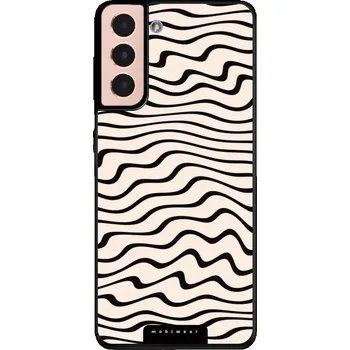 Pouzdro na mobilní telefon Lesklý kryt Mobiwear Glossy - Samsung Galaxy S21 - GA62G Vlnky na béžové (Prémiové lesklé pouzdro, obal, kryt Mobiwear Glossy na mobil Samsung Galaxy S21 - GA62G Vlnky na béžové, materiál Plast + TPU silikon - krytí po všech stranách, neošoupatelný potisk