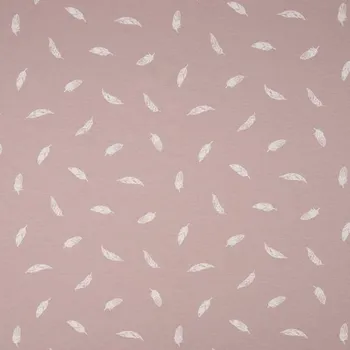 Úplet pudrový, bílá peříčka, š.145