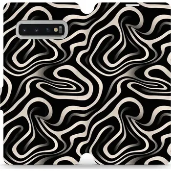Telefonní příslušenství Flipové pouzdro Mobiwear - Samsung Galaxy S10 Plus - VA63S Vlnky a linky (Knížkové flip pouzdro, obal, kryt na mobil Samsung Galaxy S10 Plus - VA63S Vlnky a linky, materiál Umělá kůže + TPU - ochrana 360°, stojánek, silikonová vanička, magnetické zavírání