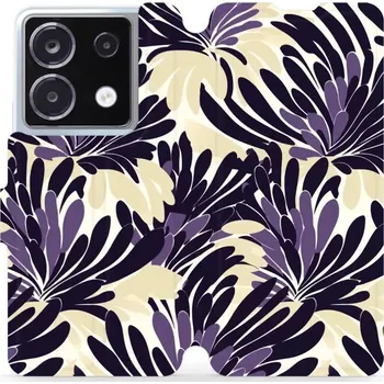 Pouzdro na mobilní telefon Flipové pouzdro Mobiwear - Xiaomi Redmi Note 13 Pro 5G / Poco X6 5G - VA47S Fialová flóra (Knížkové flip pouzdro, obal, kryt na mobil Xiaomi Redmi Note 13 Pro 5G / Poco X6 5G - VA47S Fialová flóra, materiál Umělá kůže + TPU - ochrana 360°, stojánek,)