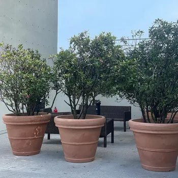 Květináč Květináč DOUBLE RIM 35 DBL - DOUBLE RIM 35 Tmavě hnědá