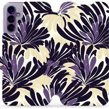 Pouzdro na mobilní telefon Flipové pouzdro Mobiwear - Samsung Galaxy A14 / A14 5G - VA47S Fialová flóra (Knížkové flip pouzdro, obal, kryt na mobil Samsung Galaxy A14 / A14 5G - VA47S Fialová flóra, materiál Umělá kůže + TPU - ochrana 360°, stojánek, silikonová vanička, magnetické)