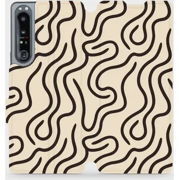 Pouzdro na mobilní telefon Flipové pouzdro Mobiwear - Sony Xperia 1 IV - VA60S Linky (Knížkové flip pouzdro, obal, kryt na mobil Sony Xperia 1 IV - VA60S Linky, materiál Umělá kůže + TPU - ochrana 360°, stojánek, silikonová vanička, magnetické zavírání)