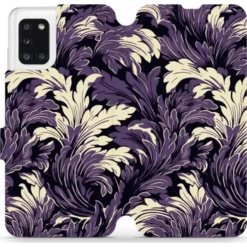Pouzdro na mobilní telefon Flipové pouzdro Mobiwear - Samsung Galaxy A31 - VA46S Fialové rostliny (Knížkové flip pouzdro, obal, kryt na mobil Samsung Galaxy A31 - VA46S Fialové rostliny, materiál Umělá kůže + TPU - ochrana 360°, stojánek, silikonová vanička, magnetické zavírání)