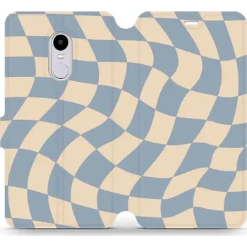 Pouzdro na mobilní telefon Flipové pouzdro Mobiwear - Xiaomi Redmi Note 4 Global - VA59S Modrá a béžová šachovnice (Knížkové flip pouzdro, obal, kryt na mobil Xiaomi Redmi Note 4 Global - VA59S Modrá a béžová šachovnice, materiál Umělá kůže + TPU - ochrana 360°, stojánek, silikonov