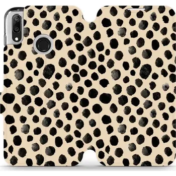 Pouzdro na mobilní telefon Flipové pouzdro Mobiwear - Huawei Y7 2019 - VA50S Černé puntíky (Knížkové flip pouzdro, obal, kryt na mobil Huawei Y7 2019 - VA50S Černé puntíky, materiál Umělá kůže + TPU - ochrana 360°, stojánek, silikonová vanička, magnetické zavírání)
