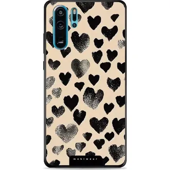Pouzdro na mobilní telefon Lesklý kryt Mobiwear Glossy - Huawei P30 Pro - GA51G Černá srdíčka (Prémiové lesklé pouzdro, obal, kryt Mobiwear Glossy na mobil Huawei P30 Pro - GA51G Černá srdíčka, materiál Plast + TPU silikon - krytí po všech stranách, neošoupatelný potisk, tenké)