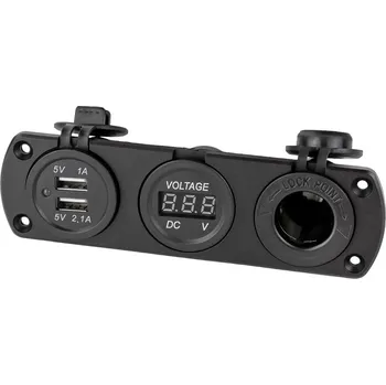 Elektrická zásuvka Vodotěsná 12 V zásuvka + USB zásuvka + voltmetr