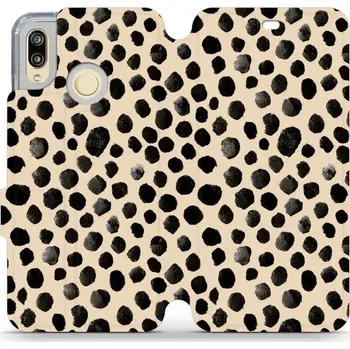 Pouzdro na mobilní telefon Flipové pouzdro Mobiwear - Huawei P20 Lite - VA50S Černé puntíky (Knížkové flip pouzdro, obal, kryt na mobil Huawei P20 Lite - VA50S Černé puntíky, materiál Umělá kůže + TPU - ochrana 360°, stojánek, silikonová vanička, magnetické zavírání)