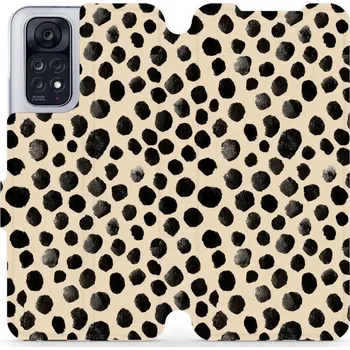 Pouzdro na mobilní telefon Flipové pouzdro Mobiwear - Xiaomi Redmi Note 11 / 11S - VA50S Černé puntíky (Knížkové flip pouzdro, obal, kryt na mobil Xiaomi Redmi Note 11 / 11S - VA50S Černé puntíky, materiál Umělá kůže + TPU - ochrana 360°, stojánek, silikonová vanička, magnetické)