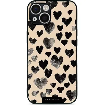 Pouzdro na mobilní telefon Lesklý kryt Mobiwear Glossy - Apple iPhone 13 - GA51G Černá srdíčka (Prémiové lesklé pouzdro, obal, kryt Mobiwear Glossy na mobil Apple iPhone 13 - GA51G Černá srdíčka, materiál Plast + TPU silikon - krytí po všech stranách, neošoupatelný potisk, tenké)