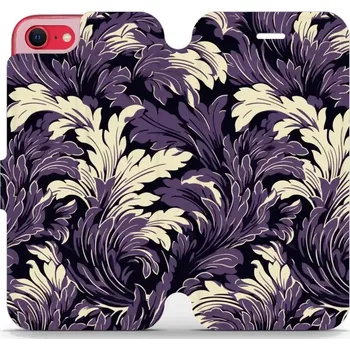 Pouzdro na mobilní telefon Flipové pouzdro Mobiwear - Apple iPhone 7 / 8 / SE 2020 / SE 2022 - VA46S Fialové rostliny (Knížkové flip pouzdro, obal, kryt na mobil Apple iPhone 7 / 8 / SE 2020 / SE 2022 - VA46S Fialové rostliny, materiál Umělá kůže + TPU - ochrana 360°, stojánek,)