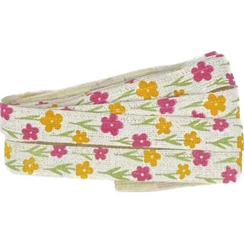 Stuha Stuha bavlněná FIORINO červená 15mm x 2m (6,-Kč/m) (Dekorační látková stuha, bílá, jednostranný potisk)