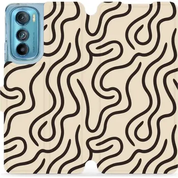 Pouzdro na mobilní telefon Flipové pouzdro Mobiwear - Motorola Edge 30 5G - VA60S Linky (Knížkové flip pouzdro, obal, kryt na mobil Motorola Edge 30 5G - VA60S Linky, materiál Umělá kůže + TPU - ochrana 360°, stojánek, silikonová vanička, magnetické zavírání)