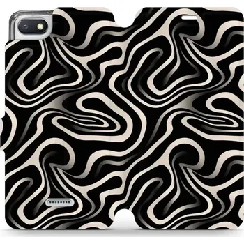 Pouzdro na mobilní telefon Flipové pouzdro Mobiwear - Xiaomi Redmi 6A - VA63S Vlnky a linky (Knížkové flip pouzdro, obal, kryt na mobil Xiaomi Redmi 6A - VA63S Vlnky a linky, materiál Umělá kůže + TPU - ochrana 360°, stojánek, silikonová vanička, magnetické zavírání)