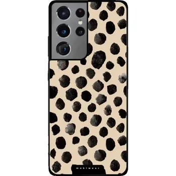 Pouzdro na mobilní telefon Lesklý kryt Mobiwear Glossy - Samsung Galaxy S21 Ultra - GA50G Černé puntíky (Prémiové lesklé pouzdro, obal, kryt Mobiwear Glossy na mobil Samsung Galaxy S21 Ultra - GA50G Černé puntíky, materiál Plast + TPU silikon - krytí po všech stranách, neošoupateln