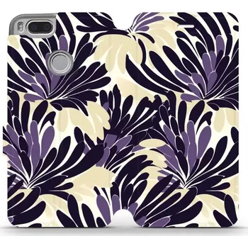 Pouzdro na mobilní telefon Flipové pouzdro Mobiwear - Xiaomi Mi A1 - VA47S Fialová flóra (Knížkové flip pouzdro, obal, kryt na mobil Xiaomi Mi A1 - VA47S Fialová flóra, materiál Umělá kůže + TPU - ochrana 360°, stojánek, silikonová vanička, magnetické zavírání)