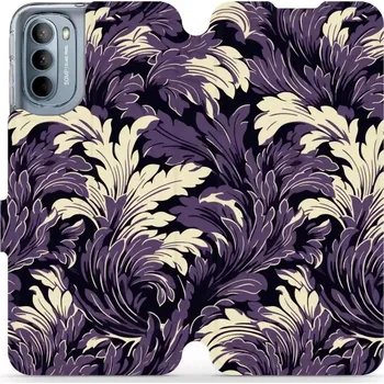 Pouzdro na mobilní telefon Flipové pouzdro Mobiwear - Motorola Moto G31 - VA46S Fialové rostliny (Knížkové flip pouzdro, obal, kryt na mobil Motorola Moto G31 - VA46S Fialové rostliny, materiál Umělá kůže + TPU - ochrana 360°, stojánek, silikonová vanička, magnetické zavírání)