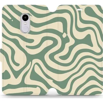 Pouzdro na mobilní telefon Flipové pouzdro Mobiwear - Xiaomi Redmi Note 4 Global - VA57S Zelené a béžové zkrouceniny (Knížkové flip pouzdro, obal, kryt na mobil Xiaomi Redmi Note 4 Global - VA57S Zelené a béžové zkrouceniny, materiál Umělá kůže + TPU - ochrana 360°, stojánek,)