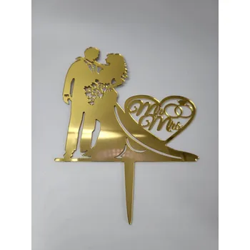 Svatební dekorace Loranc Zápich - Mr & Mrs svatební pár zlatý