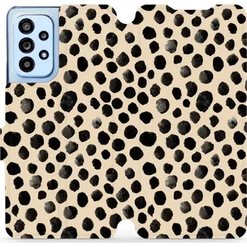 Pouzdro na mobilní telefon Flipové pouzdro Mobiwear - Samsung Galaxy A53 5G - VA50S Černé puntíky (Knížkové flip pouzdro, obal, kryt na mobil Samsung Galaxy A53 5G - VA50S Černé puntíky, materiál Umělá kůže + TPU - ochrana 360°, stojánek, silikonová vanička, magnetické zavírání)