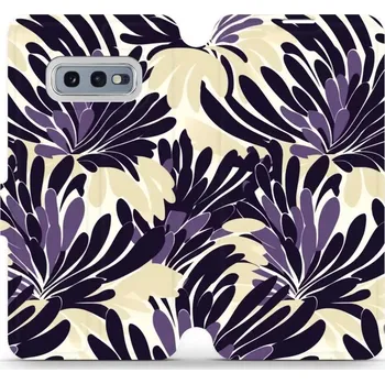 Pouzdro na mobilní telefon Flipové pouzdro Mobiwear - Samsung Galaxy S10e - VA47S Fialová flóra (Knížkové flip pouzdro, obal, kryt na mobil Samsung Galaxy S10e - VA47S Fialová flóra, materiál Umělá kůže + TPU - ochrana 360°, stojánek, silikonová vanička, magnetické zavírání)