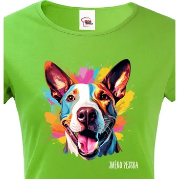 Dámské tričko Dámské tričko Bulteriér, Barva Zelená, Velikost M, Canvas Dámské tričko s krátkým rukávem 2435