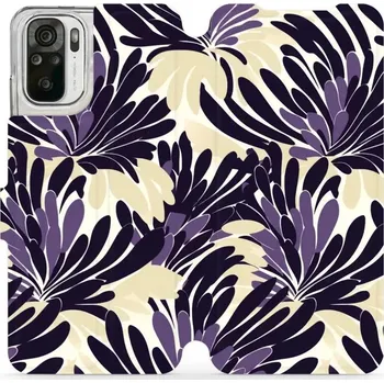 Pouzdro na mobilní telefon Flipové pouzdro Mobiwear - Xiaomi Redmi Note 10 / 10S - VA47S Fialová flóra (Knížkové flip pouzdro, obal, kryt na mobil Xiaomi Redmi Note 10 / 10S - VA47S Fialová flóra, materiál Umělá kůže + TPU - ochrana 360°, stojánek, silikonová vanička, magnetické)