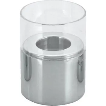 Svícen TOMGAST Svícen nerez + sklo 8x13,5 cm