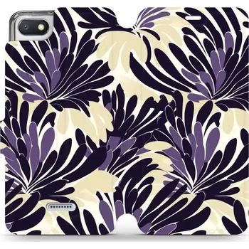 Pouzdro na mobilní telefon Flipové pouzdro Mobiwear - Xiaomi Redmi 6A - VA47S Fialová flóra (Knížkové flip pouzdro, obal, kryt na mobil Xiaomi Redmi 6A - VA47S Fialová flóra, materiál Umělá kůže + TPU - ochrana 360°, stojánek, silikonová vanička, magnetické zavírání)