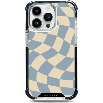 Pouzdro na mobilní telefon Odolný obal Mobiwear MagSafe Elite Bumper - Apple iPhone 14 Pro Max - DA59D Modrá a béžová šachovnice (Odolný kryt, pouzdro, obal Mobiwear Elite Bumper na mobil Apple iPhone 14 Pro Max - DA59D Modrá a béžová šachovnice, materiál Plast + TPU silikon + kov