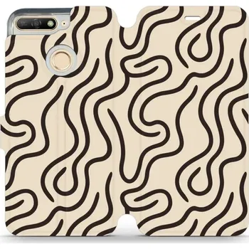 Pouzdro na mobilní telefon Flipové pouzdro Mobiwear - Huawei Y6 Prime 2018 / Honor 7A - VA60S Linky (Knížkové flip pouzdro, obal, kryt na mobil Huawei Y6 Prime 2018 / Honor 7A - VA60S Linky, materiál Umělá kůže + TPU - ochrana 360°, stojánek, silikonová vanička, magnetické zavírání