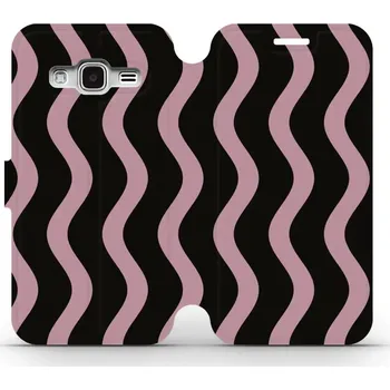 Pouzdro na mobilní telefon Flipové pouzdro Mobiwear - Samsung Galaxy J3 2016 - VA54S Fialové vlnky (Knížkové flip pouzdro, obal, kryt na mobil Samsung Galaxy J3 2016 - VA54S Fialové vlnky, materiál Umělá kůže + TPU - ochrana 360°, stojánek, silikonová vanička, magnetické zavírání)