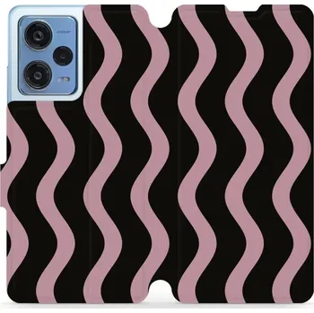 Pouzdro na mobilní telefon Flipové pouzdro Mobiwear - Xiaomi Redmi Note 12 Pro 5G - VA54S Fialové vlnky (Knížkové flip pouzdro, obal, kryt na mobil Xiaomi Redmi Note 12 Pro 5G - VA54S Fialové vlnky, materiál Umělá kůže + TPU - ochrana 360°, stojánek, silikonová vanička, magnetické)
