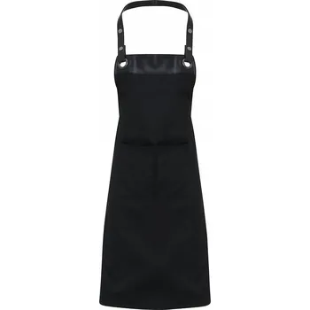 Kuchyňská zástěra Premier Workwear Zástěra do kavárny s dekorativním lemováním z umělé kůže Barva: černá - černá, Velikost: 70 x 81 cm PW123