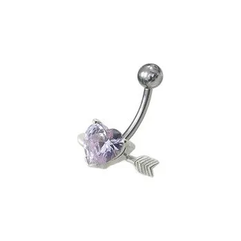 Piercing Šperky4U Stříbrný piercing do pupíku, světle fialový zirkon - BP01020-TZ