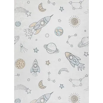 Koberec Dywany Łuszczów Dětský kusový koberec Bambino 1278 Space rocket cream Rozměry koberců: 140x190