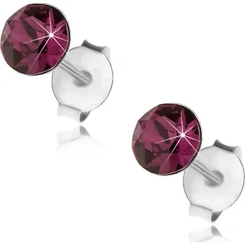 Náušnice Náušnice ze stříbra 925, kulatý Swarovského krystal fialové barvy, 5 mm