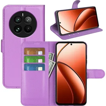 Pouzdro na mobilní telefon Litchi knížkové pouzdro na Realme 12 Pro 5G/12 Pro+ 5G - fialové