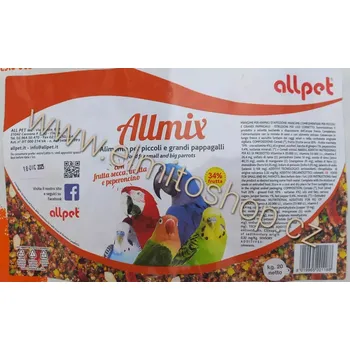 Krmivo pro ptáka ALLPET ALLMIX (Vaječné krmivo s ovocem pro papoušky)
