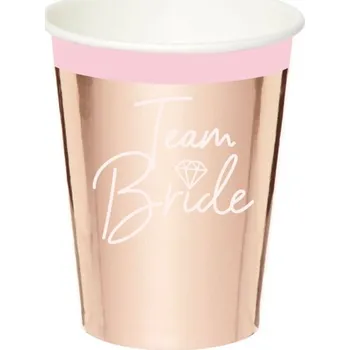 Party dekorace Papírové kelímky Team Bride Rose gold - 220 ml