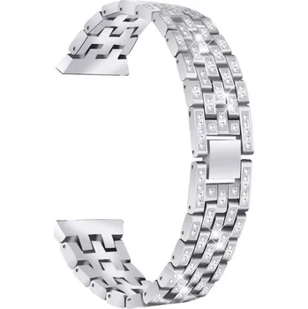 Řemínek na hodinky Lige Lesklý kovový řemínek s kamínky / šířka 18mm / barva stříbrná / 660930
