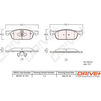 Brzdová destička Sada brzdových destiček, kotoučová brzda Dr!ve+ DP1010.10.1217