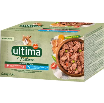 Krmivo pro kočku 40×85g Ultima Nature Paté - losos a mořské ryby