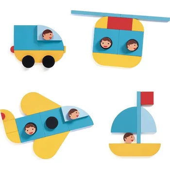 Dřevěná hračka Geometrické tvary - skládačka - dopravní prostředky