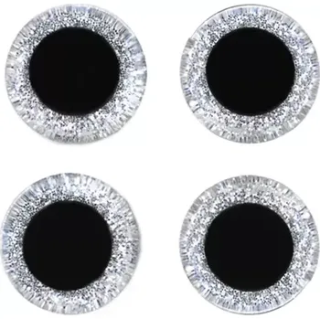 Bezpečnostní třpytivá očka 3D stříbrná 12mm (Bezpečnostní očka 3D stříbrná 12mm)