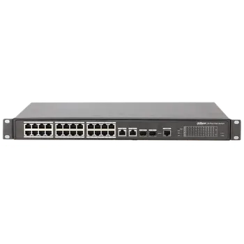 Racková skříň Dahua PFS4226-24ET-360-V3 - PoE switch 26/24, 24x PoE/2x Gb RJ/SFP combo, MNG, rackmount 2202-002